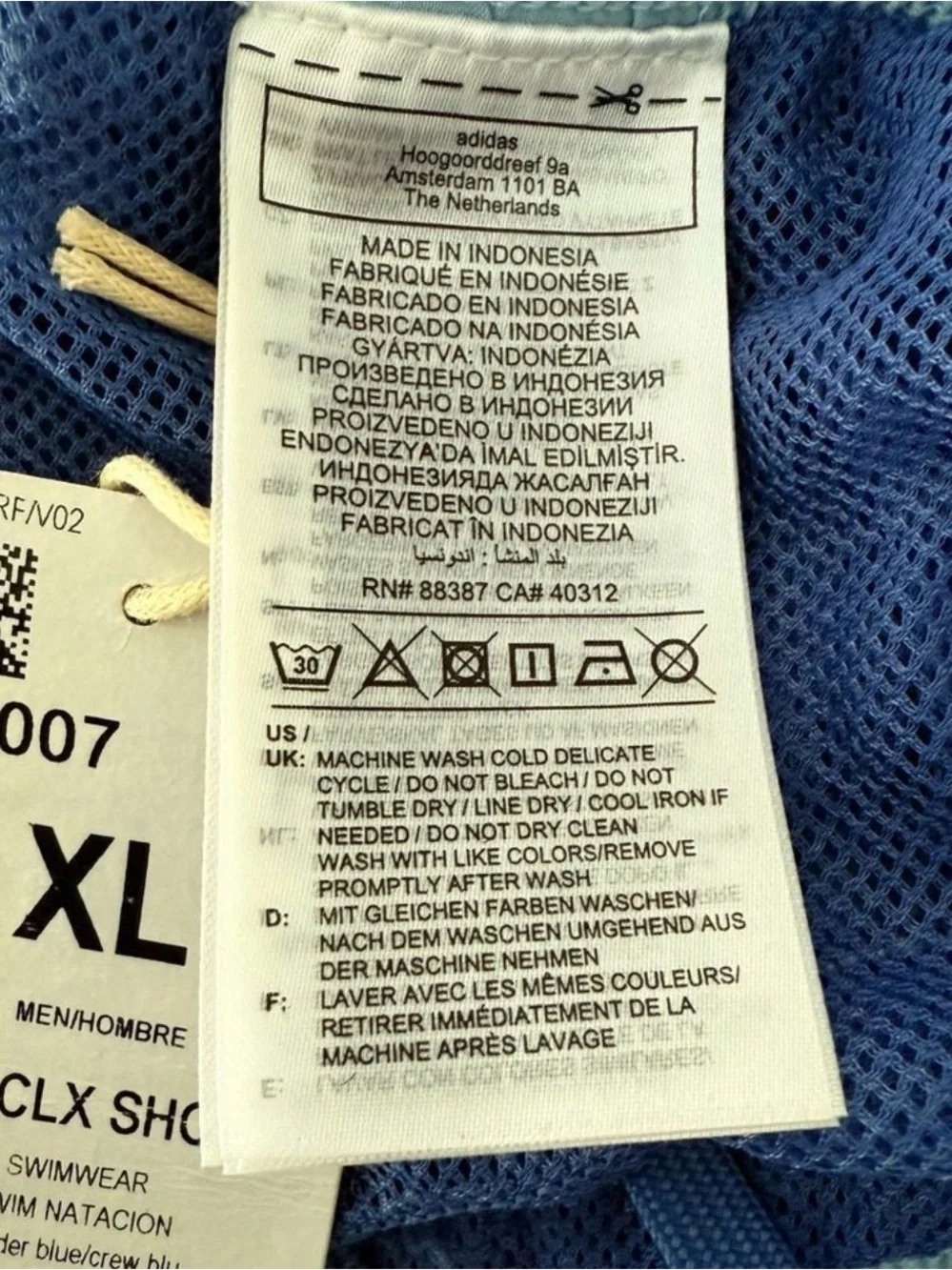 NWT Adidas Mens XL Blue Solid CLX Swim Trunks Classic Length Board Shorts IL4007